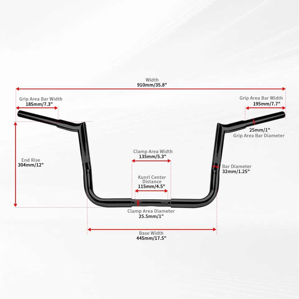 12/14/16" Rise Meathook Bars Handlebar For Harley Street Electra Glide 1986-2023 - Image 3 of 4
