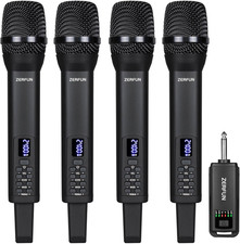 Pro Rechargeable Wireless Microphone System for Karaoke  Events, 4 Mics