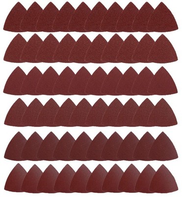 HEMUNC Triangle Oscillating Multi Tool 60PACK SANDPAPER, Reddish Brown