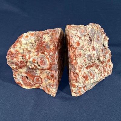Vintage Galaxy Orbicular Rhyolite Slab Book Ends