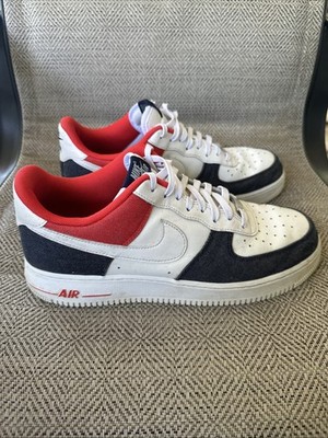 Nike Air Force 1 '07 LX White Red Denim Men s Size 11.5 Style Code DJ5174-100