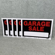 Lot of 5 GARAGE SALE Signs Hillman 839946 8"x12" Red Plastic