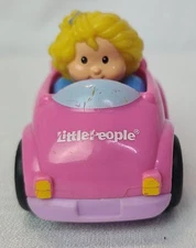 Fisher Price Little People Sarah Lynn Pink Yellow Wheelie Car Collectors 2009