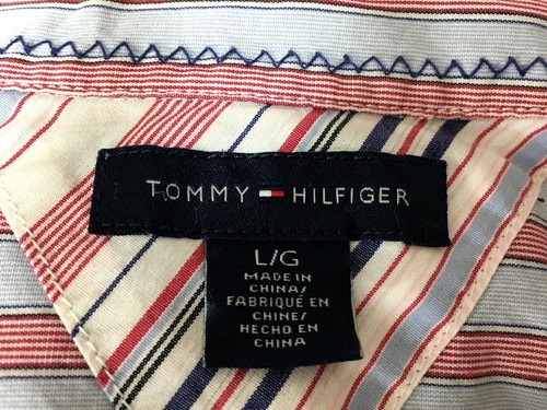 Tommy Hilfiger Damen Hemd mit Knöpfen LARGE rot blau gestreift langarm (J517) - Bild 9 von 10