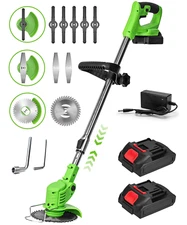 New American 21V Cordless 3-in-1 Weed Wacker Trimmer Edger Mower w/ Multi-Blade 