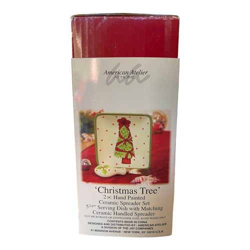 VTG NEW At Home American Atelier 2 pc Spreader Set Christmas Tree 5 3/4" - Picture 3 of 11