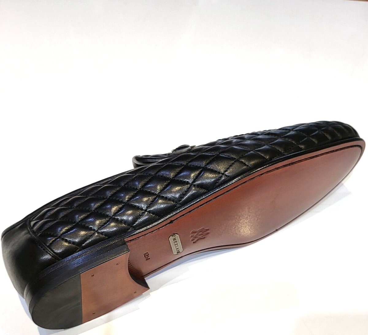 Mezlan Shoes Black Quilted Shearling Inlay Loafer Slip on 