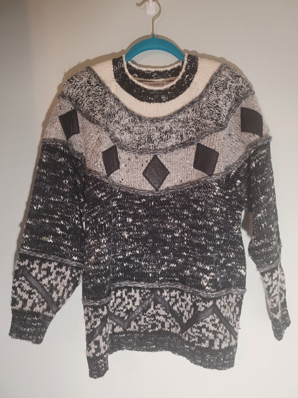 Susann D Vintage Retro Throwback Patchwork Sweate… - image 2