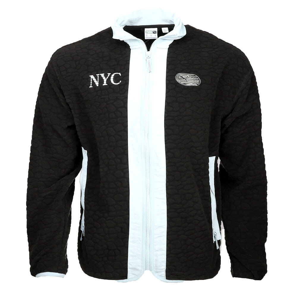 Мужская черная повседневная спортивная куртка на молнии из полар-флиса Puma Nyc Long Run Polar Fleece с полной застежкой-молнией