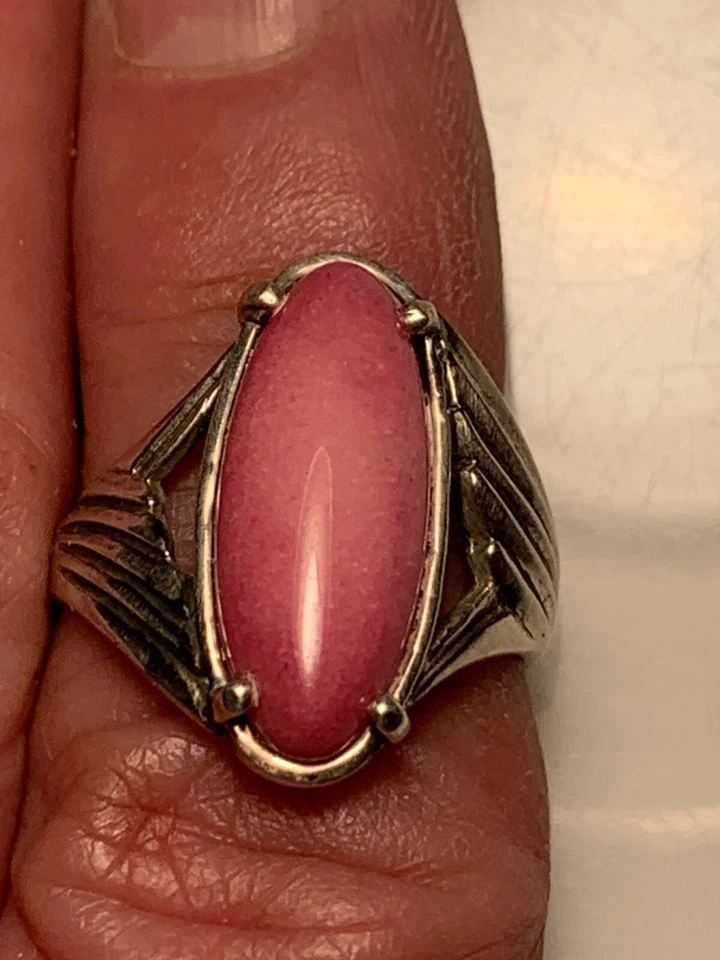 Kabana Sterling Silver 925 Pink Rhodonite Gemstone Marquise shaped Ring Size 8 - Image 3 of 4