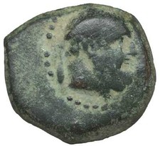 Cilicia antica moneta greca in bronzo 130-77 a.C con Ercole e faretra 