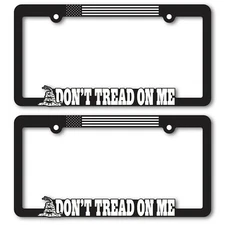 Don't Tread On Me Patriotic American Flag License Plate Frame Set.  