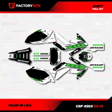 Black & Green Shift Racing Graphics kit fits Honda Crf450X 05-18 Crf 450X