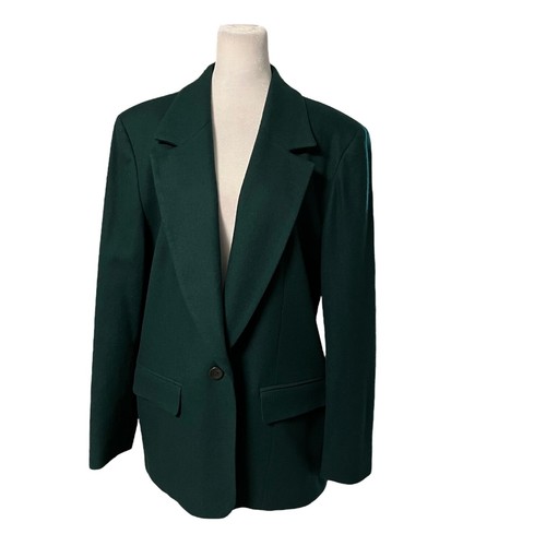 Pendleton klassischer grüner Wollblazer mit gekerbtem Kragen und einem Knopf Größe 10 - Bild 2 von 7