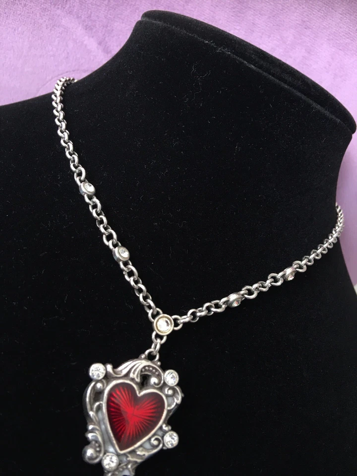 Collar Brighton LE LOUVRE HEART Rojo Cristal Swarovski Esmalte Plata De Colección Foto 2 de 4
