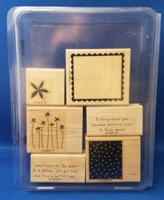 SWEET DREAMS Words Flowers 6pc Set - Stampin' Up Wood Rubber Stamp in Case SALE