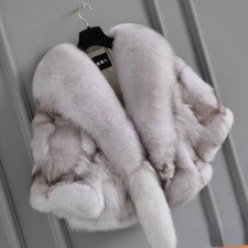 100 Real Genuine Coat Fox Fur Women's Fur Jacket Luxury Fluffy FUR Overcoat