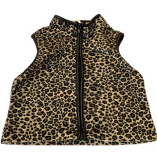 Leopard Vest Girl  s Black Trim Large Junior Zipper