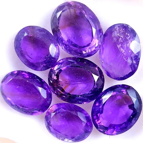 7Pcs 47Ct Natural Amethyst Faceted Cabochon Gemstone Lot 15x12 12x9mm #R-10492 - Picture 4 of 7