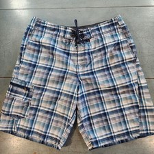 Columbia Men's Board Shorts Plaid Print Omni-Shade Cargo Swim Surf Boat 36
