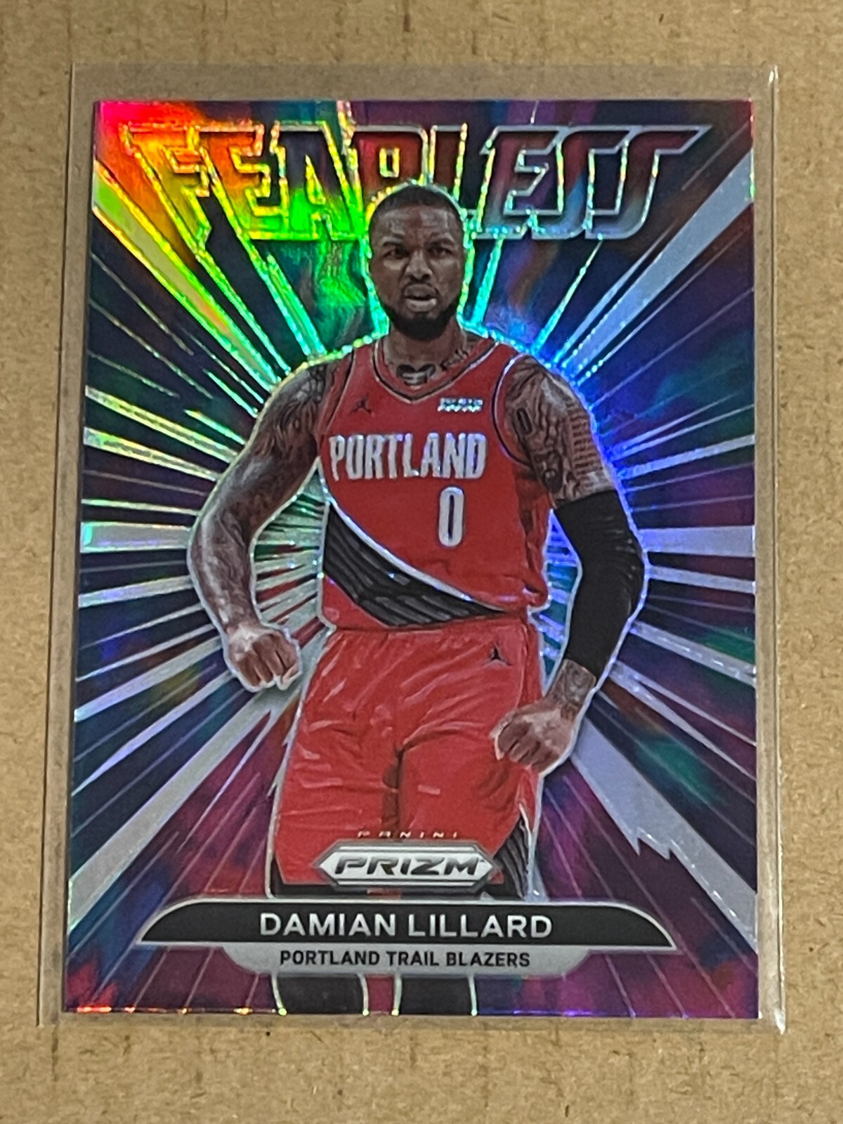 2021-22 PRIZM FEARLESS SILVER HOLO INSERT DAMIAN LILLARD TRAIL BLAZERS #13
