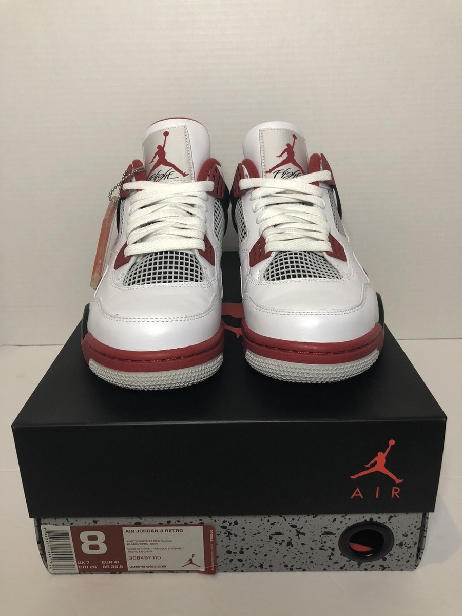 Nike Air Jordan 4 IV Retro White Varsity Red Black 2012 Size Nike Air Jordan 4 IV Retro White Varsity Red Black 2012 Size