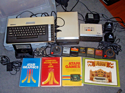 Vintage Atari 800XL Computer, Disk Drive, Tape Drive, Games, Books  Accessories