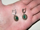 Chapal Zenray NF 925 14K GOLD STERLING SILVER EARRINGS Green Stones~Marcasites — photo 3