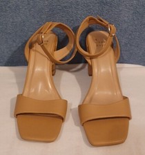A New Day-Heels Square Toe Platform Strappy Tan Nude Heels Size 9.5