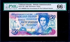 £50 1990 Falkland Islands - British Administration PMG 66 EPQ Gem Uncirculated