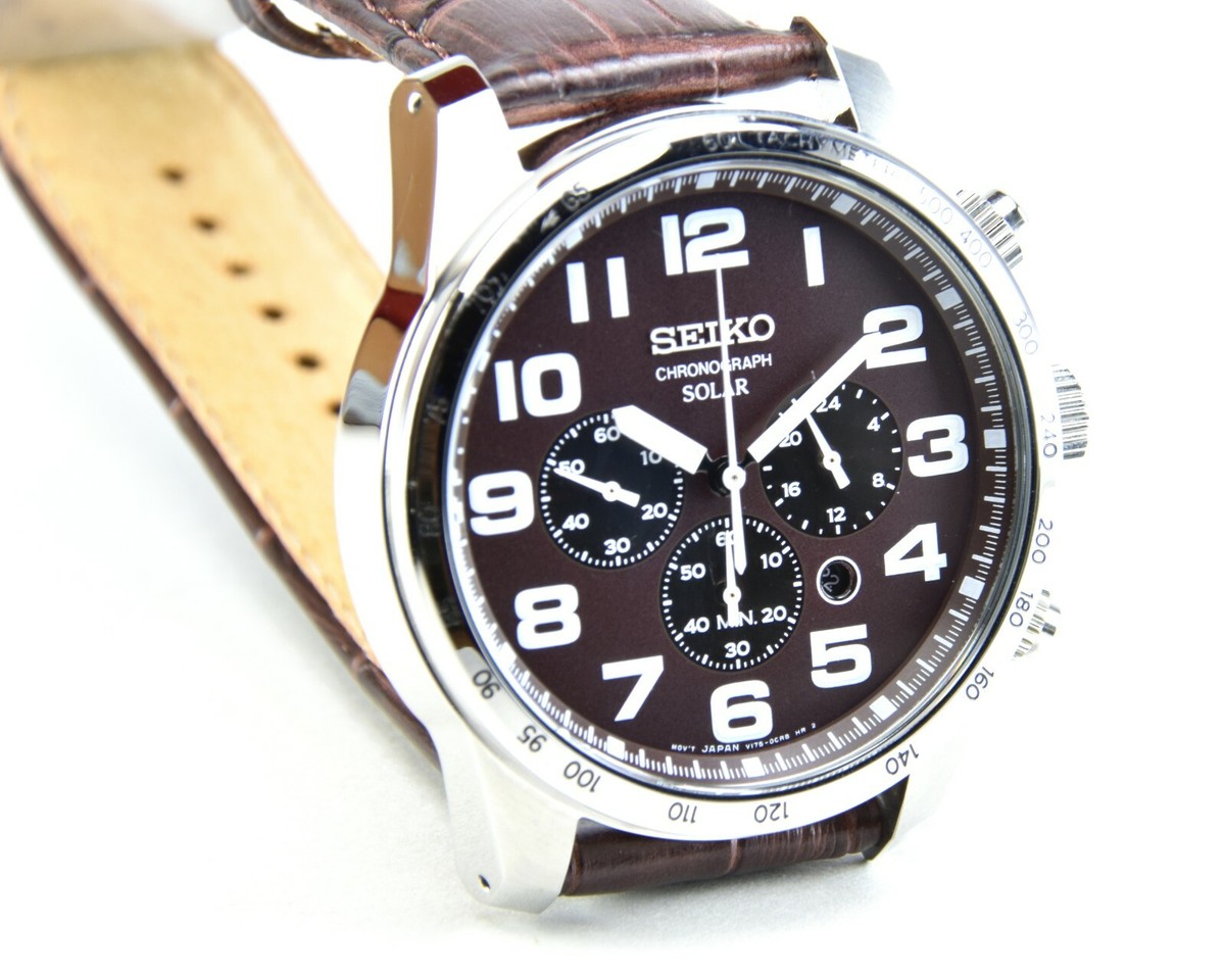 Seiko Solar Brown Men's SSC227 Multi Function Luminous Face