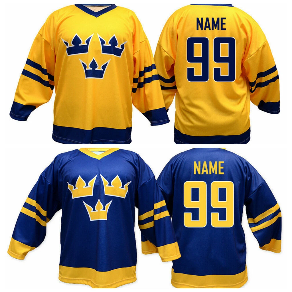 Team Sweden BLUE AUTHENTIC Ice Hockey Jersey Custom Name and