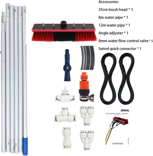 10m Solarmodul-Reinigungsbürste mit Wasserzufuhr-Stange, 35cm/55cm Bürstenkopf - Bild 8 von 23