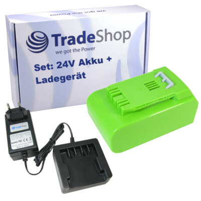 Set: Li-Ion Akku 24V 4000mAh + Ladegerät ersetzt Stiga SBT 2024 AE, SBT 4024 AE