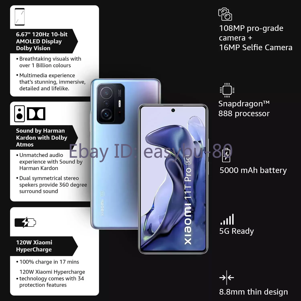Xiaomi 11T Pro 5G Dual SIM 8/12GB RAM 128/256GB 5000mAh 6.67