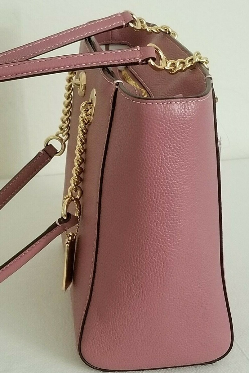 COACHバッグ 🌞COACH NY 57107 TURNLOCK GOLD CHAIN ROSE PINK LEATHER