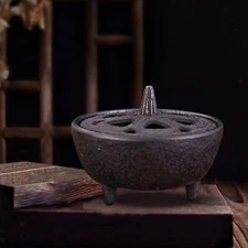 Cast Iron Incense Burning Bowl Home Decor Antique Hollow Burner for Patio