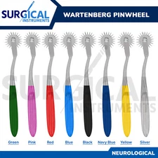 4 Pcs Wartenberg Pin Wheel Set Chrome-Plated Surgical Color Handle German Grade