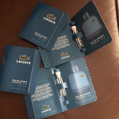 LACOSTE L.12.12 BLEU MEN SAMPLE VIAL 0.06 OZ 2 ML Edt Lot Of 4