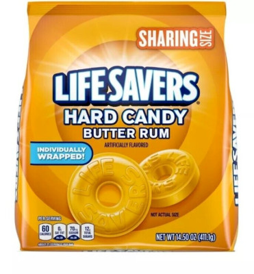 Lifesavers BUTTER RUM Hard Candy -ONE Large SHARE SIZE Bag