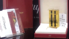 Unused Working S.T. Dupont Gas lighter gold black line 2 with box