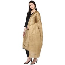 Women's Gold Cotton Silk Dupatta