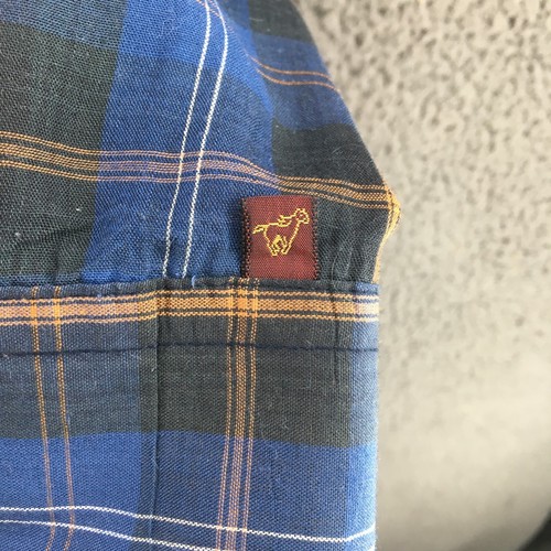 VTG Wrangler Blue Plaid Button Down Long Sleeve Western Shirt Size L Made in USA - Picture 9 of 14