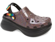 CROCS Classic Bae Glitter Platform Clog "PRIDE EDITION" Women Men Unisex Slip on