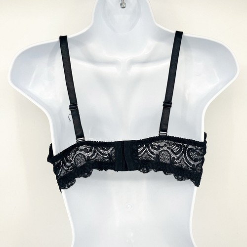 Fredericks Of Hollywood Womens Coquette Scalloped Mesh Lace Bra Size 38D Black - Picture 2 of 7