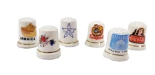 Lot of 6 Vintage Advertising Thimbles