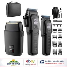 Cordless Hair Cutting Kit with Metal Blades for Beard and Mustache Grooming