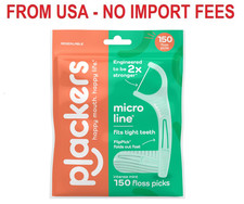 Plackers  Micro Line  Floss Picks - Intense Mint, Floss Fiber Made Without PTFE,
