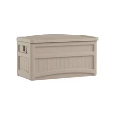 Suncast Db7500 73 Gal Resin Deck Box With Seat, Light Taupe