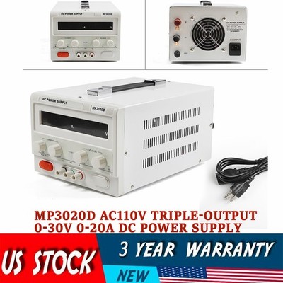 Power Supply Variable 30V 20A DC Adjustable High Precision Digital w/ Power Cord